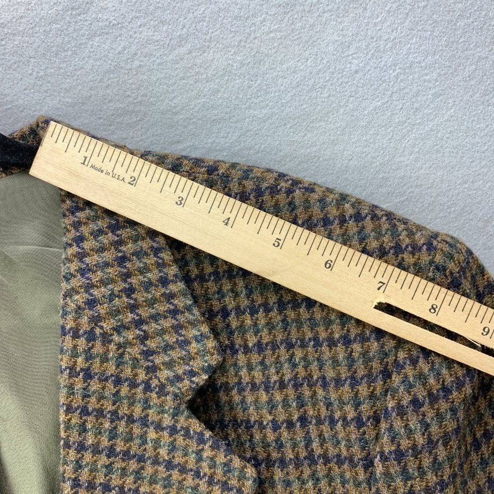 **SOLD**Woolrich Wool Blazer Mens 42L 42 Long Brown Green Black Leather Knot - Picture 10 of 16